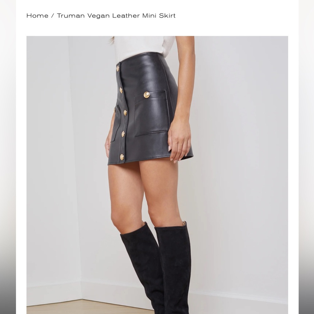 L’Agence Truman Vegan Leather Mini Skirt